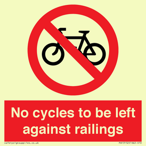 No cycles to be left against railings